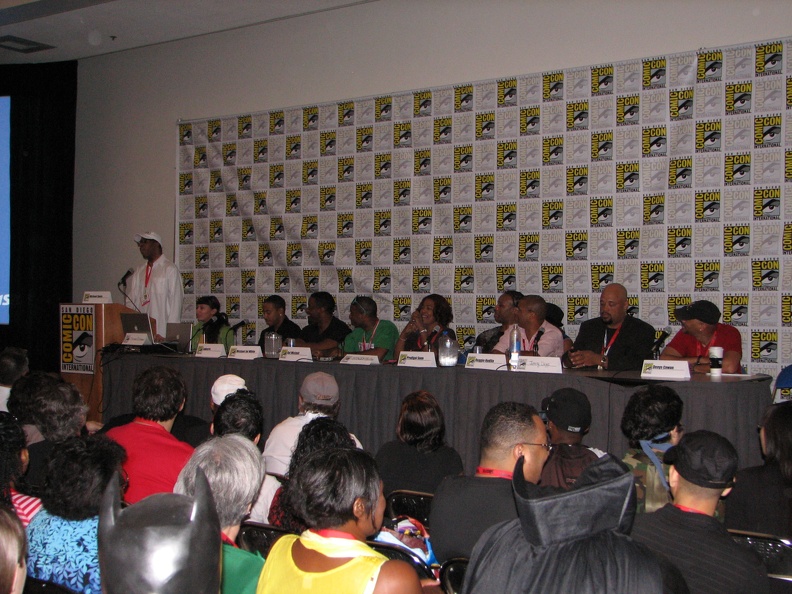 Black Panel - Michael Davis, Tatiana EL-Khouri, Ludacris, Michael Jai White, Kel Mitchell, Stacey McClain, Prodigal Sunn, Reginald Hudlin, Jimmy Diggs and Denys Cowan.JPG