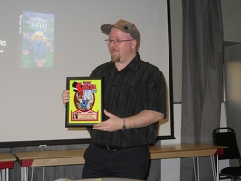 Steven Andrews with Gene Day Award for Anthologies