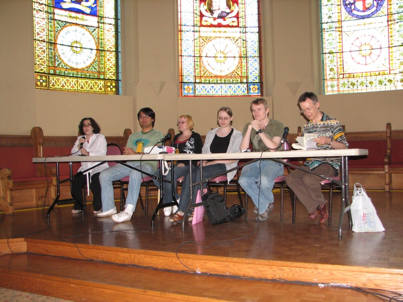 Make Mine Manga! Panel - Lianne Sentaur, Bryan Lee O'Malley, Becky Cloonan, Svetlana Chmakova, Jason Thomson and Paul Gravett.JPG