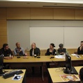 Zach Worton, GB Tran, Jim Ottaviani, Tory Woolcott, David Collier and Greg Means on the Telling True Stories panel