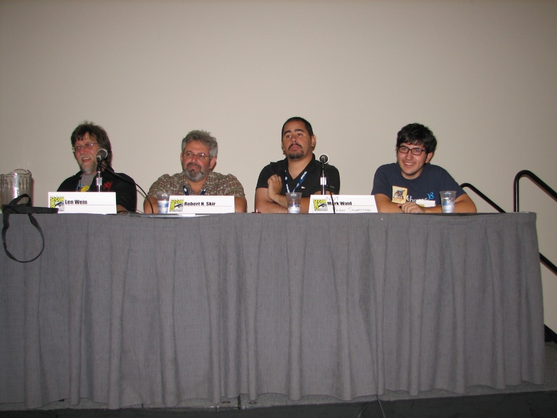 Fan vs Pro Trivia - The Pros - Len Wein, Robert N Skir, Peter Svensson and  Jason Luna .JPG