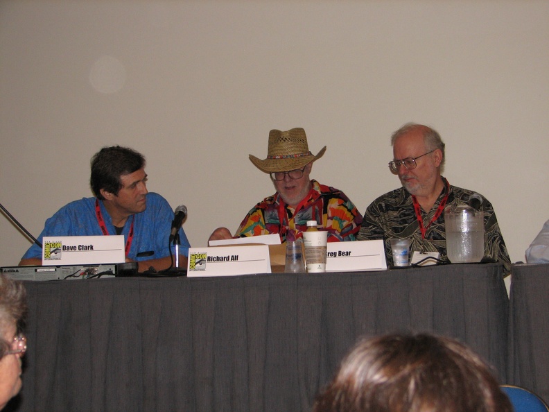 Secret Origins of Comic-con Panel - Dave Clark, Richard Alf and Greg Bear.JPG