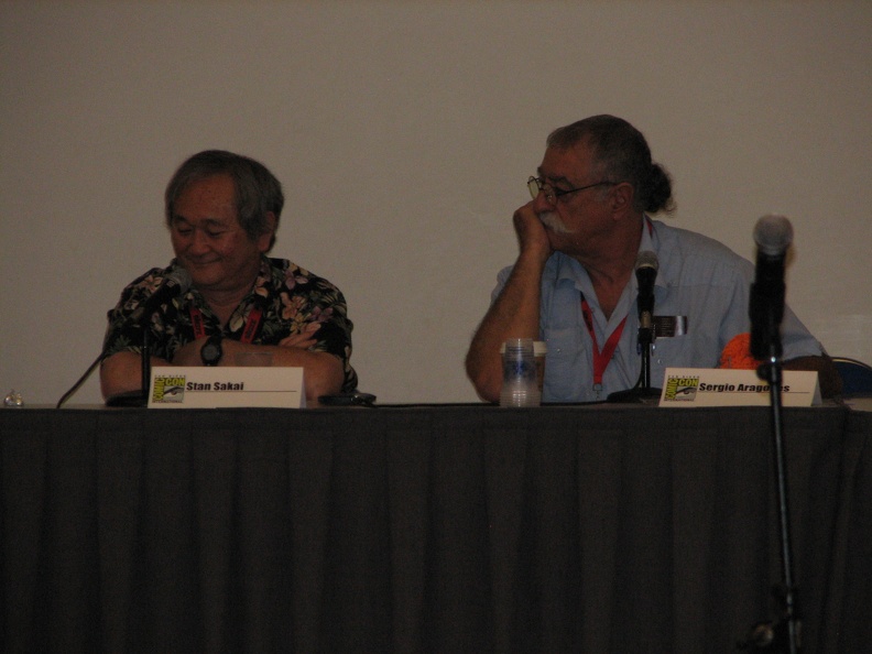 Sergio Aragones and Mark Evanier Panel - Stan Sakai and Sergio Aragones.JPG