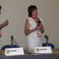 Paul Levitz and Jenette Kahn with Inkpot Award 1