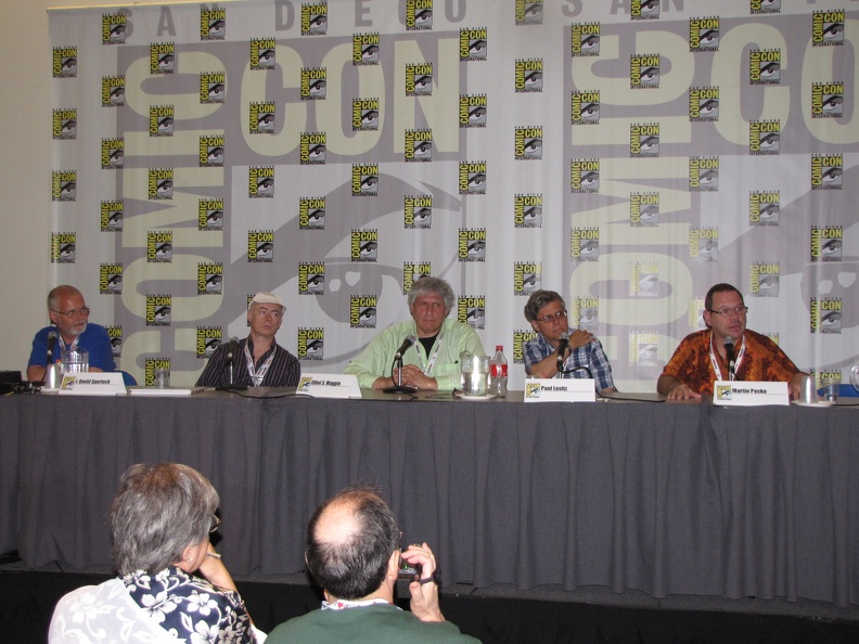 Carmine Infantino Tribute Panel - Jon B. Cooke, J. David Spurlock, Elliot S Maggin, Paul Levitz and Martin Pasko.JPG