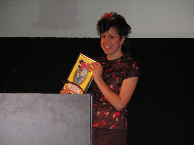 Willow Dawson accepting the Outstanding Writer award for Mariko Tamaki.JPG